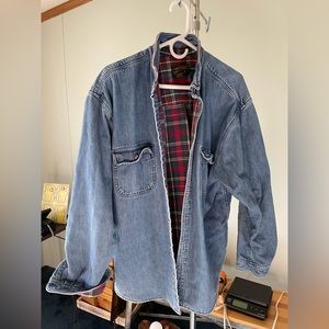 Eddie Bauer flannel lined denim shirt jacket XL